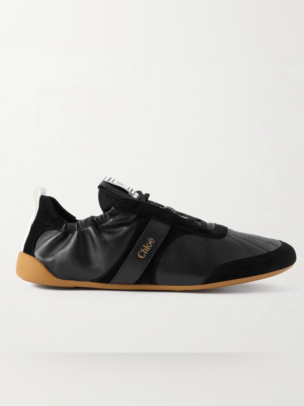Chloé Kick Black Leather & Suede Sneakers with Gum Sole 38
